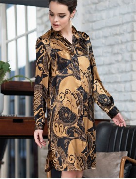 Домашняя рубашка-халат Mia-Amore ANTIKA 3477, Цвет: черный/медный, Размеры: 2XL