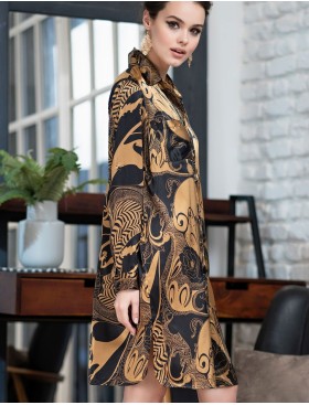 Домашняя рубашка-халат Mia-Amore ANTIKA 3477, Цвет: черный/медный, Размеры: 2XL, изображение 3