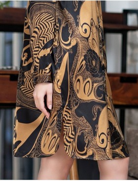 Домашняя рубашка-халат Mia-Amore ANTIKA 3477, Цвет: черный/медный, Размеры: 2XL, изображение 5