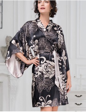 Короткий халат-кимоно Mia-Amore DA VINCI 8444 черный, Цвет: черный, Размеры: 4XL/5XL