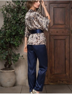 Шелковый комплект-тройка Mia-Amore PERSIA 3406, Цвет: золотистый/темно-синий, Размеры: L, изображение 3