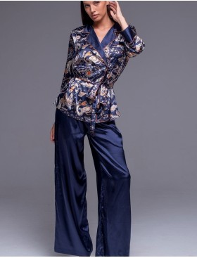 Атласная пижама двойка Mia-Amore ZODIAC 7287, Цвет: темно-синий, Размеры: M, изображение 4