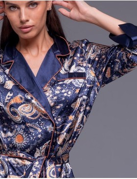 Атласная пижама двойка Mia-Amore ZODIAC 7287, Цвет: темно-синий, Размеры: M, изображение 5