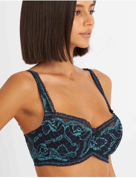 Бюстгальтер балконет кружево биколор Simona M 608 кварц-лазурит, Цвет: кварц-лазурит, Размеры: 75D, изображение 3