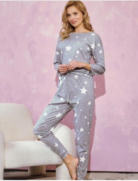 Женская хлопковая пижама Taro 3208 LIZZIE, Цвет: светло-серый, Размеры: XL, изображение 2