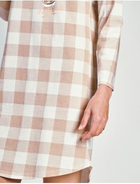 Ночная сорочка в клетку Taro 3224 NATALIE, Цвет: светло-бежевый, Размеры: XL, изображение 3