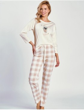 Хлопковая пижама с брюками Taro 3225 NATALIE, Цвет: светло-бежевый, Размеры: XL, изображение 2