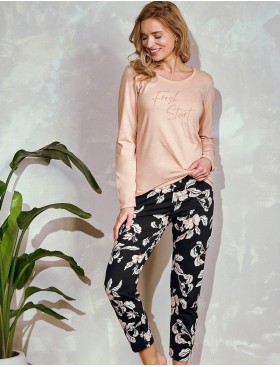 Хлопковая женская пижама Taro 3234/3255 KATIE, Цвет: бежево-розовый /черн, Размеры: M, изображение 2