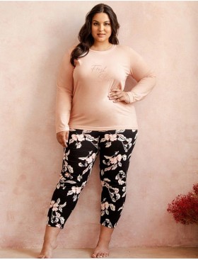 Хлопковая женская пижама Taro 3234/3255 KATIE, Цвет: бежево-розовый /черн, Размеры: M, изображение 3