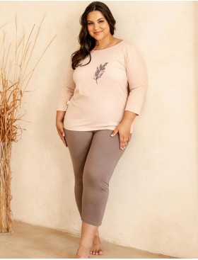 Домашний комплект из хлопка Taro 3287/3289 JANE, Цвет: бежево-розовый/латте, Размеры: 3XL, изображение 2