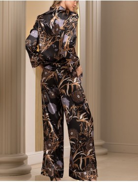 Шёлковая пижама с принтом Mia-Amore SABINA 4159, Цвет: черный, Размеры: 4XL, изображение 4