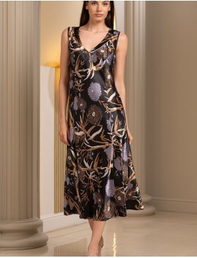 Длинная сорочка шелк Mia-Amore SABINA 4298, Цвет: черный, Размеры: XL, изображение 3