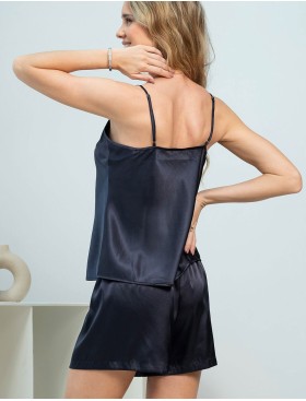 Шелковая пижама с шортами Mia-Amore EMMANUELLE 4344, Цвет: черника, Размеры: S, изображение 2