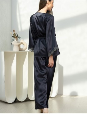 Шелковая пижама тройка Mia-Amore EMMANUELLE 4345, Цвет: черника, Размеры: 3XL, изображение 4