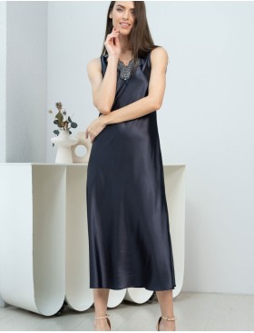 Шелковая длинная сорочка Mia-Amore EMMANUELLE 4348, Цвет: черника, Размеры: 2XL, изображение 4