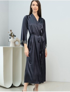 Длинный запашной халат Mia-Amore EMMANUELLE 4349, Цвет: черника, Размеры: 2XL/3XL