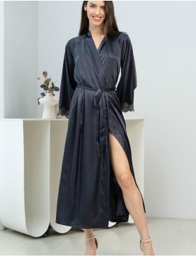 Длинный запашной халат Mia-Amore EMMANUELLE 4349, Цвет: черника, Размеры: 2XL/3XL, изображение 3