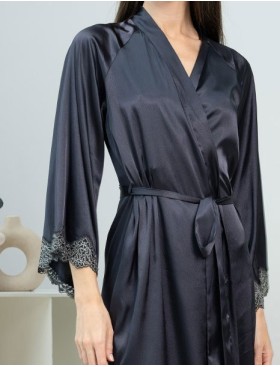 Длинный запашной халат Mia-Amore EMMANUELLE 4349, Цвет: черника, Размеры: 2XL/3XL, изображение 5