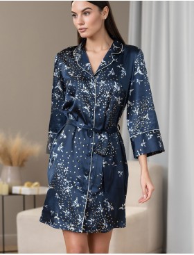 Атласная домашняя рубашка Mia-Amore GALAXY 7417, Цвет: темно-синий, Размеры: M, изображение 3