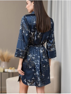 Атласная домашняя рубашка Mia-Amore GALAXY 7417, Цвет: темно-синий, Размеры: M, изображение 2