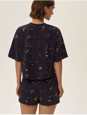Пижама из хлопка с шортами Esotiq 42083 JOURNEY, Цвет: сине-черный, Размеры: S, изображение 2