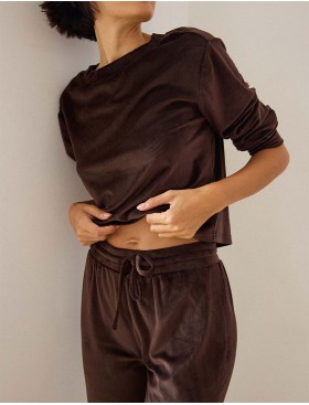 Велюровый комплект Esotiq 42095 JADE шоколадный, Цвет: шоколадный, Размеры: XL, изображение 2