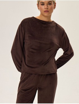 Велюровый комплект Esotiq 42095 JADE шоколадный, Цвет: шоколадный, Размеры: XL, изображение 4