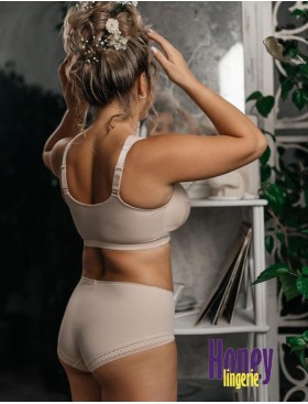 Высокие трусы слипы Honey H47-23-AK крем-брюле, Цвет: крем-брюле, Размеры: L, изображение 4