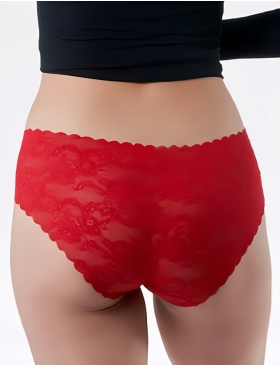 Кружевные бесшовные трусы слипы Julimex BELLIE CZERWONE, Цвет: красный, Размеры: S, изображение 3