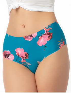 Высокие трусы бразилиана Julimex WILD ROSE BRASIL MAXI, Цвет: бирюзовый/розовый, Размеры: S