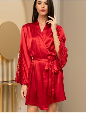 Короткий халат из шелка Mia-Amore MARJORY 3963 красный, Цвет: красный, Размеры: XS, изображение 3