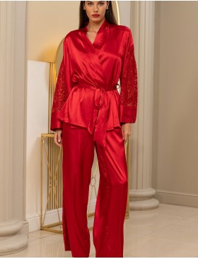 Шёлковый костюм тройка Mia-Amore MARJORY 3966 красный, Цвет: красный, Размеры: XS