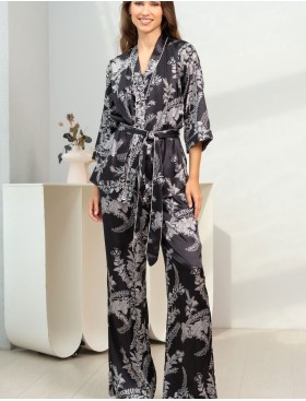 Пижама тройка из шёлка Mia-Amore MIRIAM 3454, Цвет: черный, Размеры: L