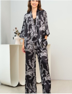 Пижама тройка из шёлка Mia-Amore MIRIAM 3454, Цвет: черный, Размеры: L, изображение 4