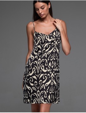 Шелковая сорочка с узором Mia-Amore SALMA 4201, Цвет: черный, Размеры: XL, изображение 4