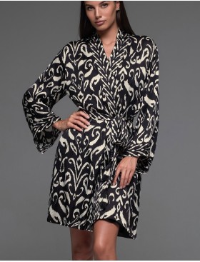 Халат из шёлка с вискозой Mia-Amore SALMA 4203, Цвет: черный, Размеры: 2XL/3XL