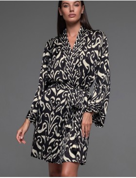 Халат из шёлка с вискозой Mia-Amore SALMA 4203, Цвет: черный, Размеры: 2XL/3XL, изображение 3