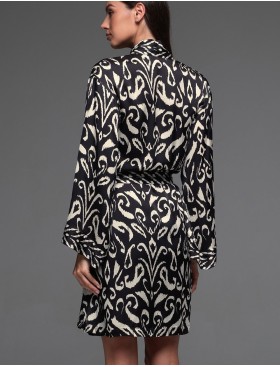 Халат из шёлка с вискозой Mia-Amore SALMA 4203, Цвет: черный, Размеры: 2XL/3XL, изображение 2