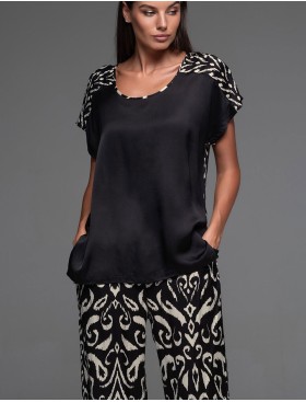 Шелковый комплект со штанами Mia-Amore SALMA 4206, Цвет: черный, Размеры: 2XL