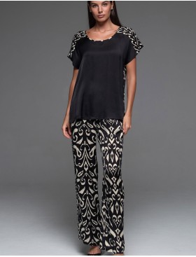 Шелковый комплект со штанами Mia-Amore SALMA 4206, Цвет: черный, Размеры: 2XL, изображение 3