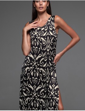 Длинная сорочка из шёлка Mia-Amore SALMA 4208, Цвет: черный, Размеры: XL