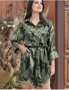 Удлиненная шелковая рубашка Mia-Amore TEANA 4007, Цвет: оливковый, Размеры: 4XL, изображение 5