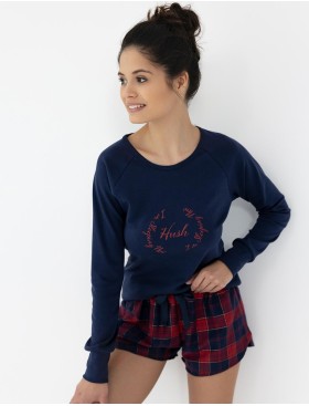 Хлопковая пижама с шортами Sensis CLARISSA, Цвет: темно-синий, Размеры: M