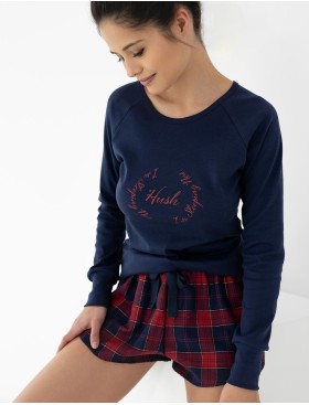 Хлопковая пижама с шортами Sensis CLARISSA, Цвет: темно-синий, Размеры: M, изображение 3