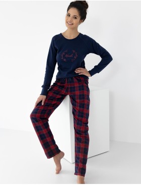 Хлопковая пижама с брюками Sensis EMMELINE, Цвет: темно-синий, Размеры: M, изображение 2