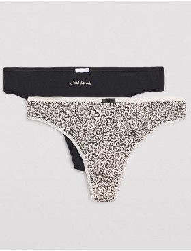 Трусы стринги 2 шт. в упаковке Ysabel Mora 19012 черный + белый, Цвет: черный + белый, Размеры: XL, изображение 5