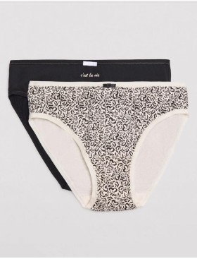 Трусы слипы 2 шт. в упаковке Ysabel Mora 19013 MIDI черный + белый, Цвет: черный + белый, Размеры: S, изображение 5