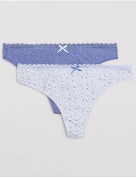 Набор хлопковых стрингов Ysabel Mora 19022 (2 шт) голубой + васильковый, Цвет: голубой + васильковы, Размеры: S, изображение 5
