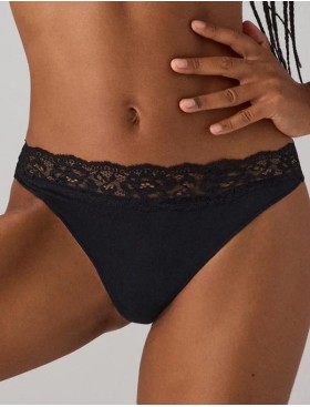 Хлопковые трусы стринги Ysabel Mora 19032 черный, Цвет: черный, Размеры: S