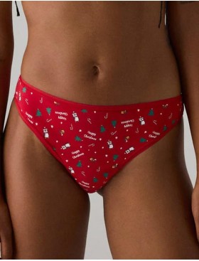 Стринги с рождественским принтом Ysabel Mora 19042 THONG, Цвет: красный, Размеры: S